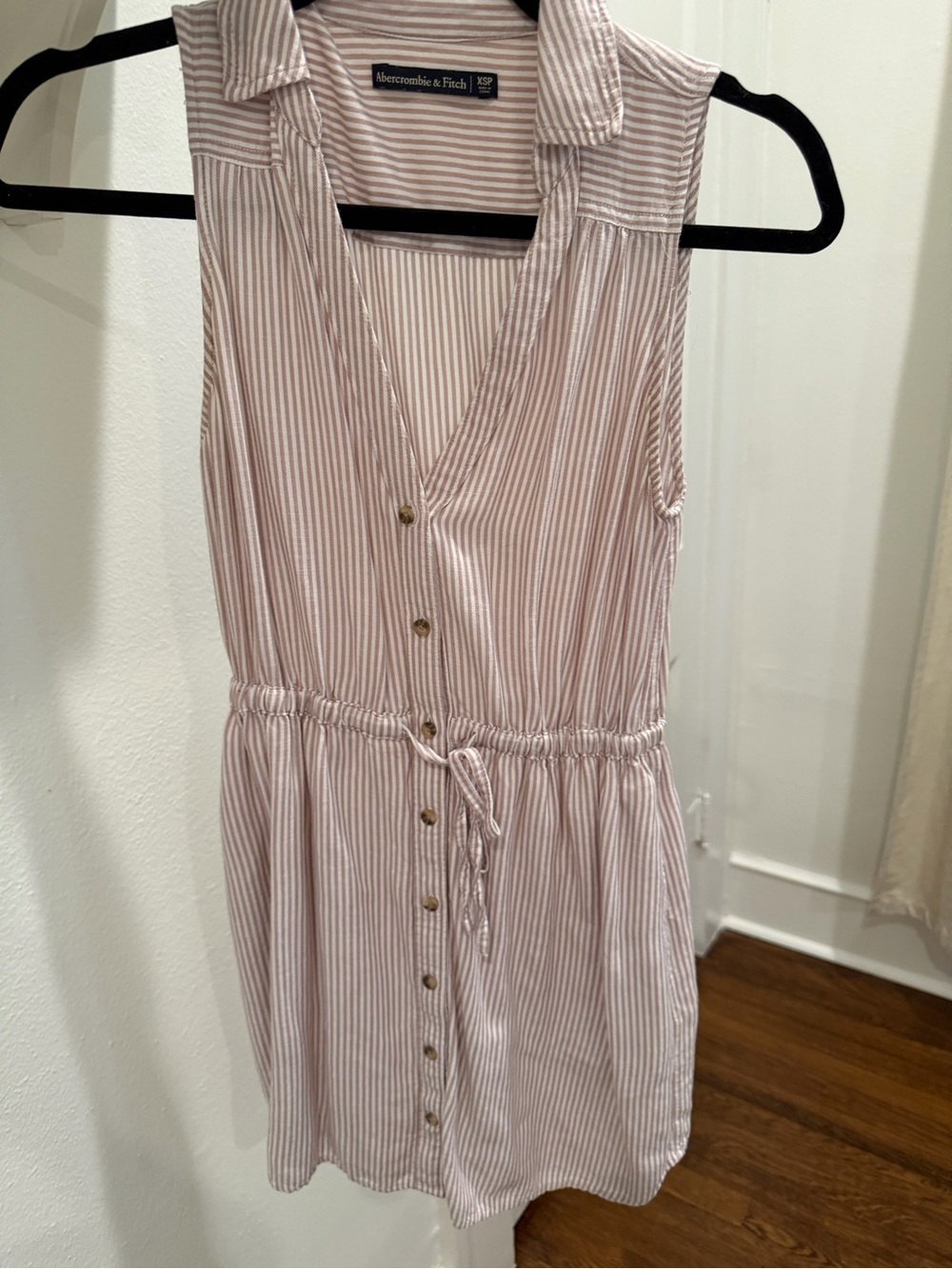 Abercrombie & Fitch Blush Stripe Sleeveless Button-Front Dress